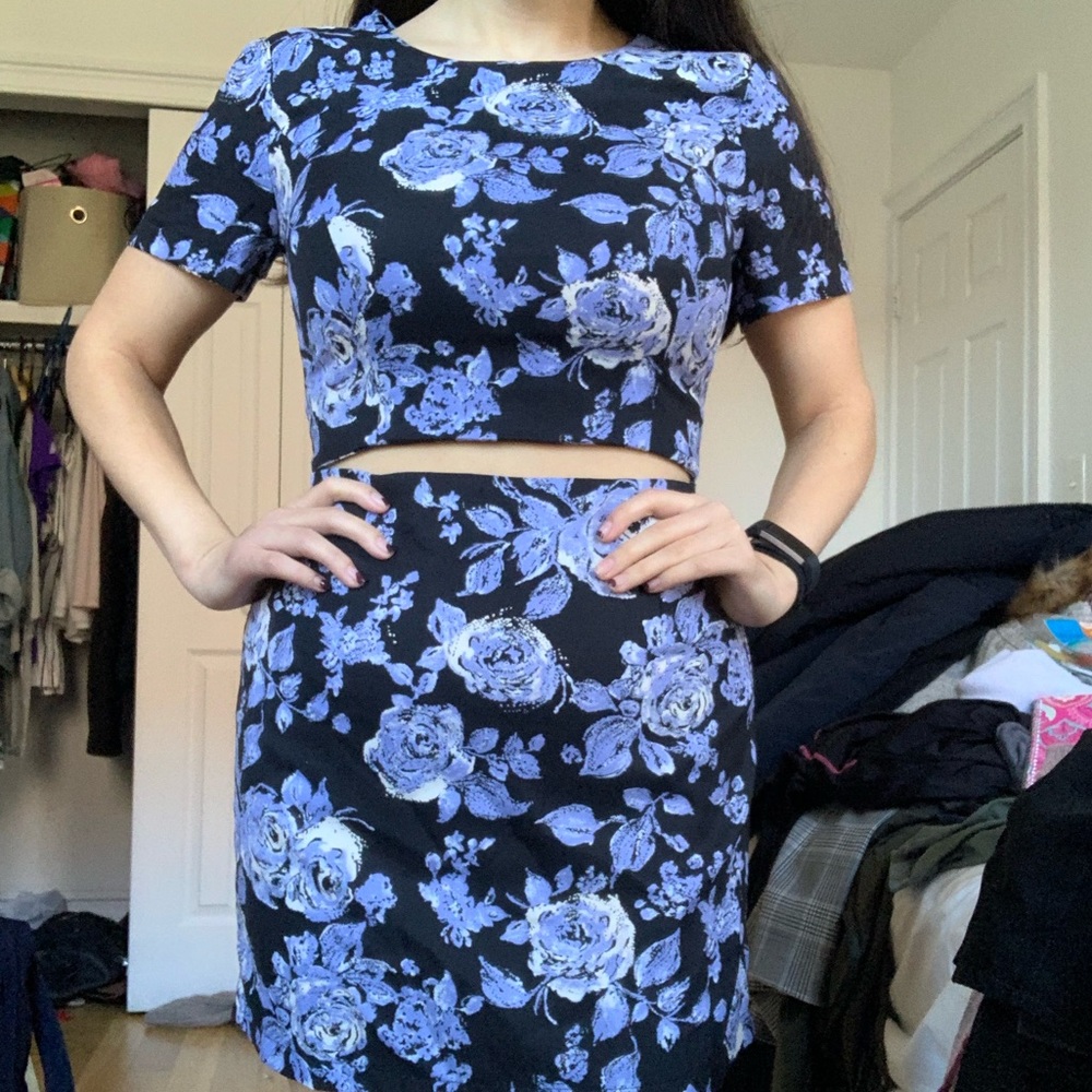 Two piece attached floral dress